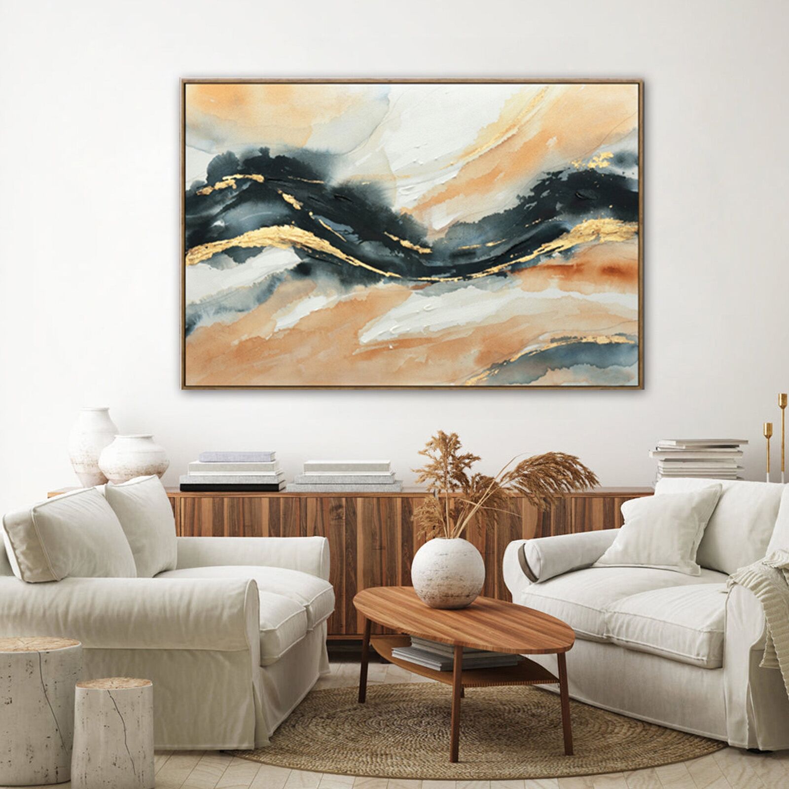 120X80cm Riptide Reverie Dark Wood Framed Hand Painted Canvas Wall Art Price