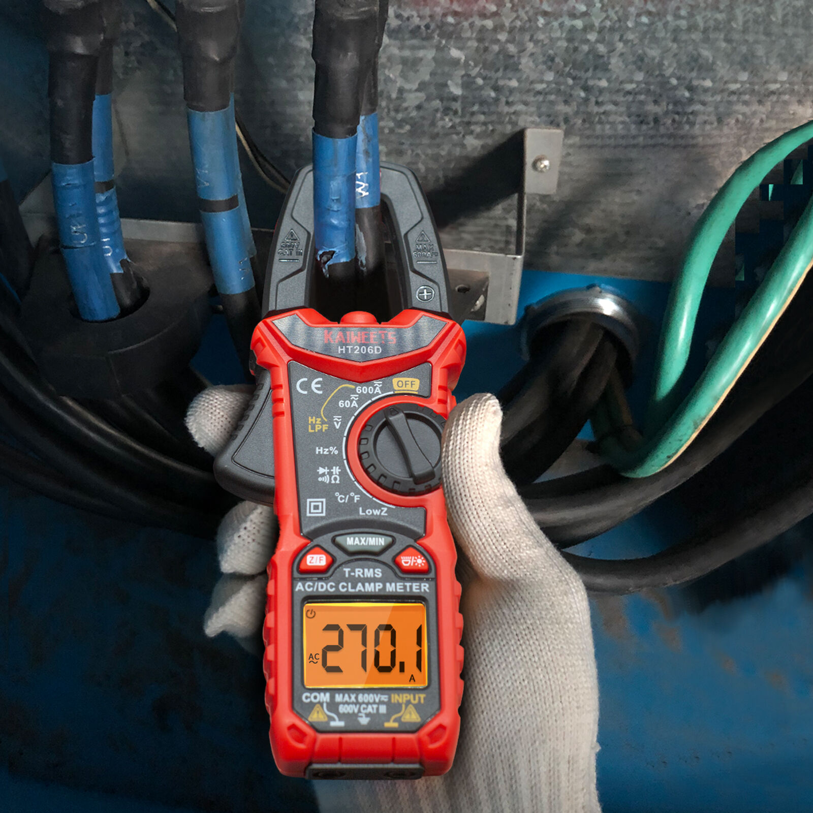 KAIWEETS HT206D Digital Clamp Meter T-RMS 6000 Counts, Multimeter Voltage Tester Auto-ranging, Measures Current Voltage Temperature Capacitance Resist Price