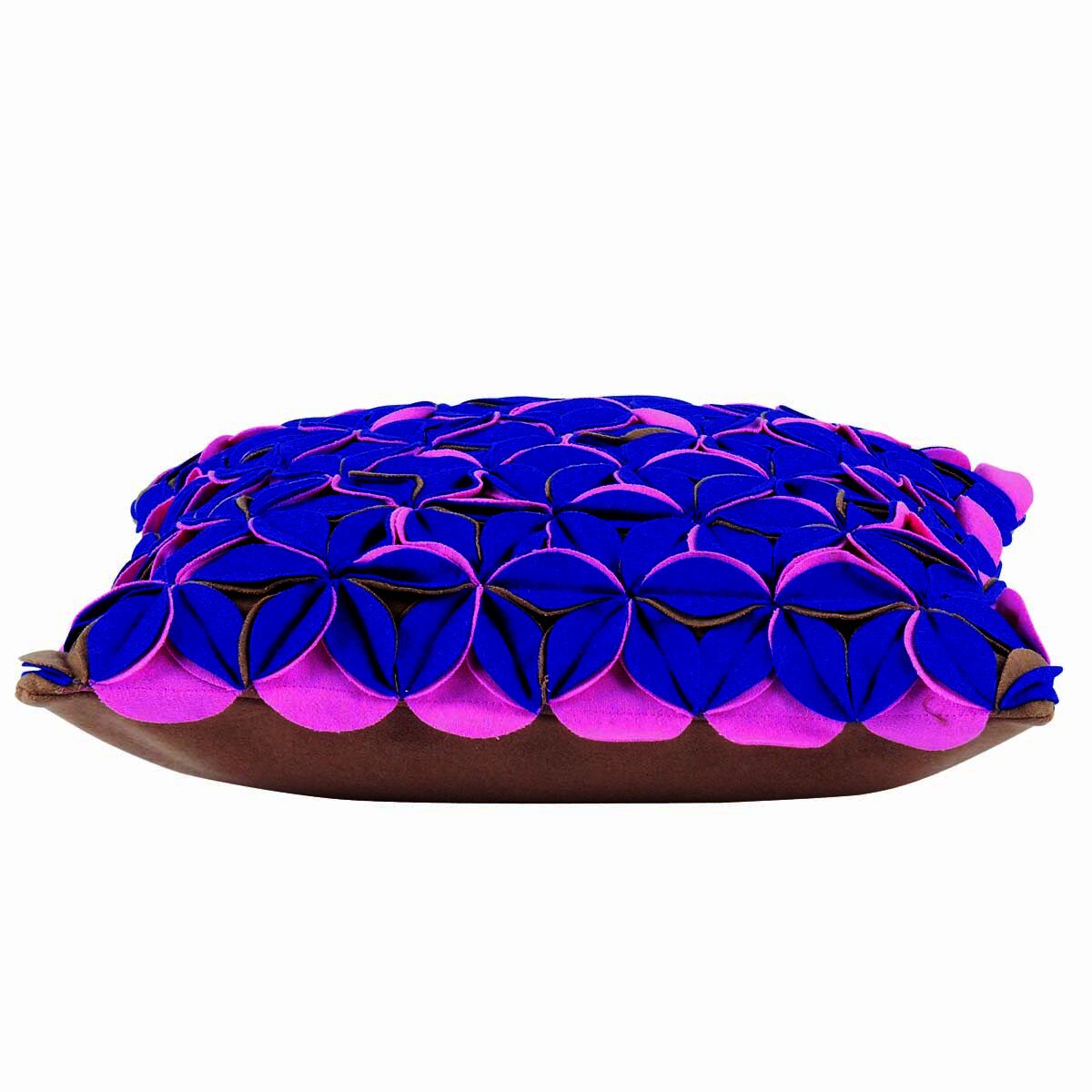 Amelie Royal Blue & Pink Felt Petals Cushion Cover Price