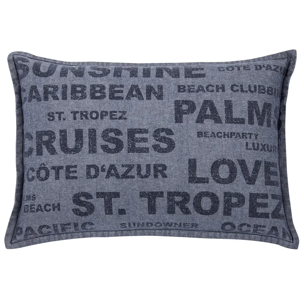Pack of 2 Denim Sunshine Wording Cushion Cover Cruises, Caribbean, Love etc Price