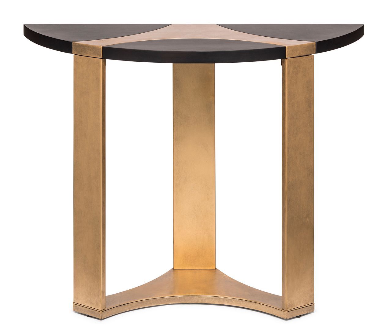 Contemporary Half Round Brass and Black Hallway Console Table Price