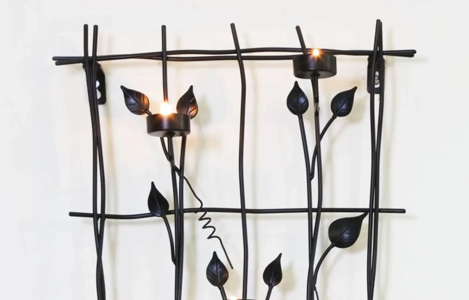 Leaf Style Black Tealight Candle Holders Wall Art Decor Price