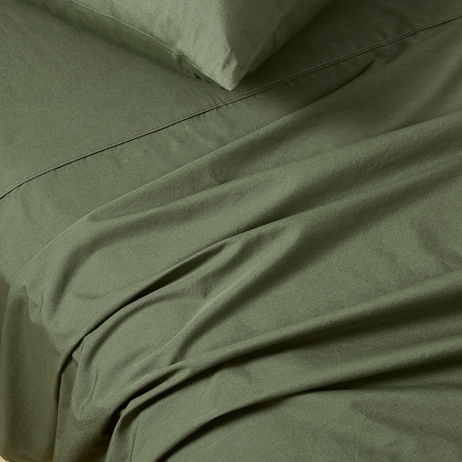 Gioia Casa Vintage Washed 100% Cotton Sheet Set with 1 Pillowcases - Khaki Green - Single Price
