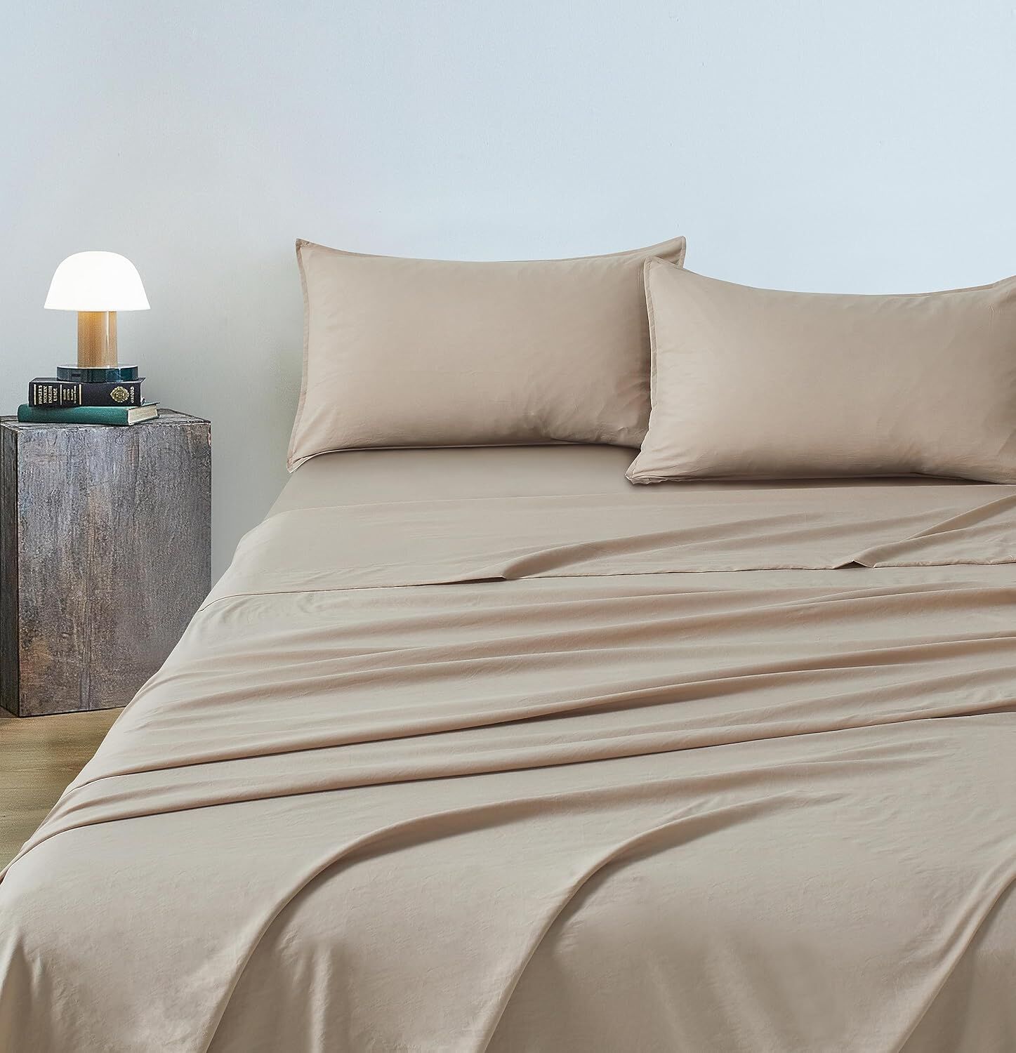 CleverPolly Vintage Washed Microfibre Sheet Set with 1 Pillowcase - Linen - Single Price