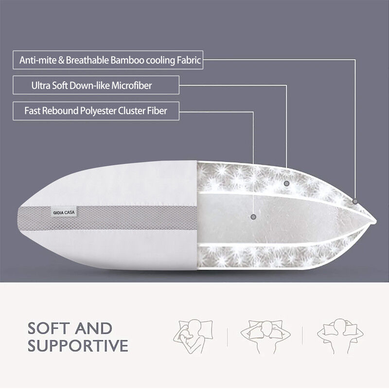 Luxury Bamboo Cooling Twin pack plush down-like pillows Price