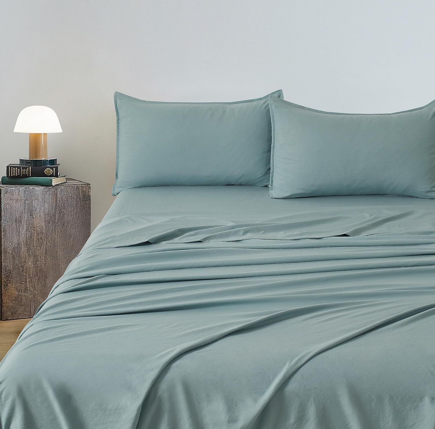 CleverPolly Vintage Washed Microfibre Sheet Set with 2 Pillowcases - Seafoam - King Price