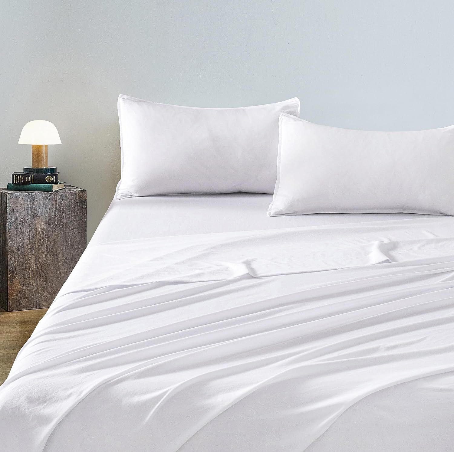 CleverPolly Vintage Washed Microfibre Sheet Set with 2 Pillowcases - White - King Price