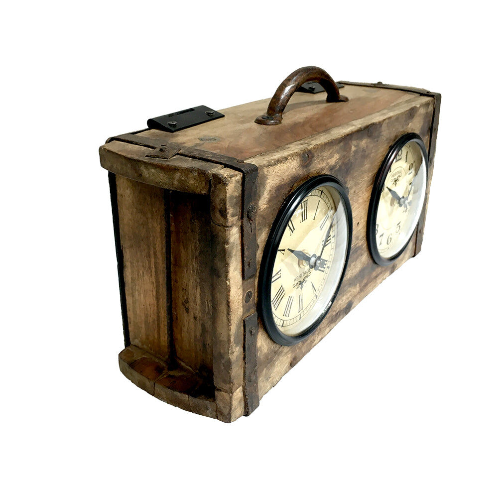 Table Clock - Brick Mould Dual Dial Price