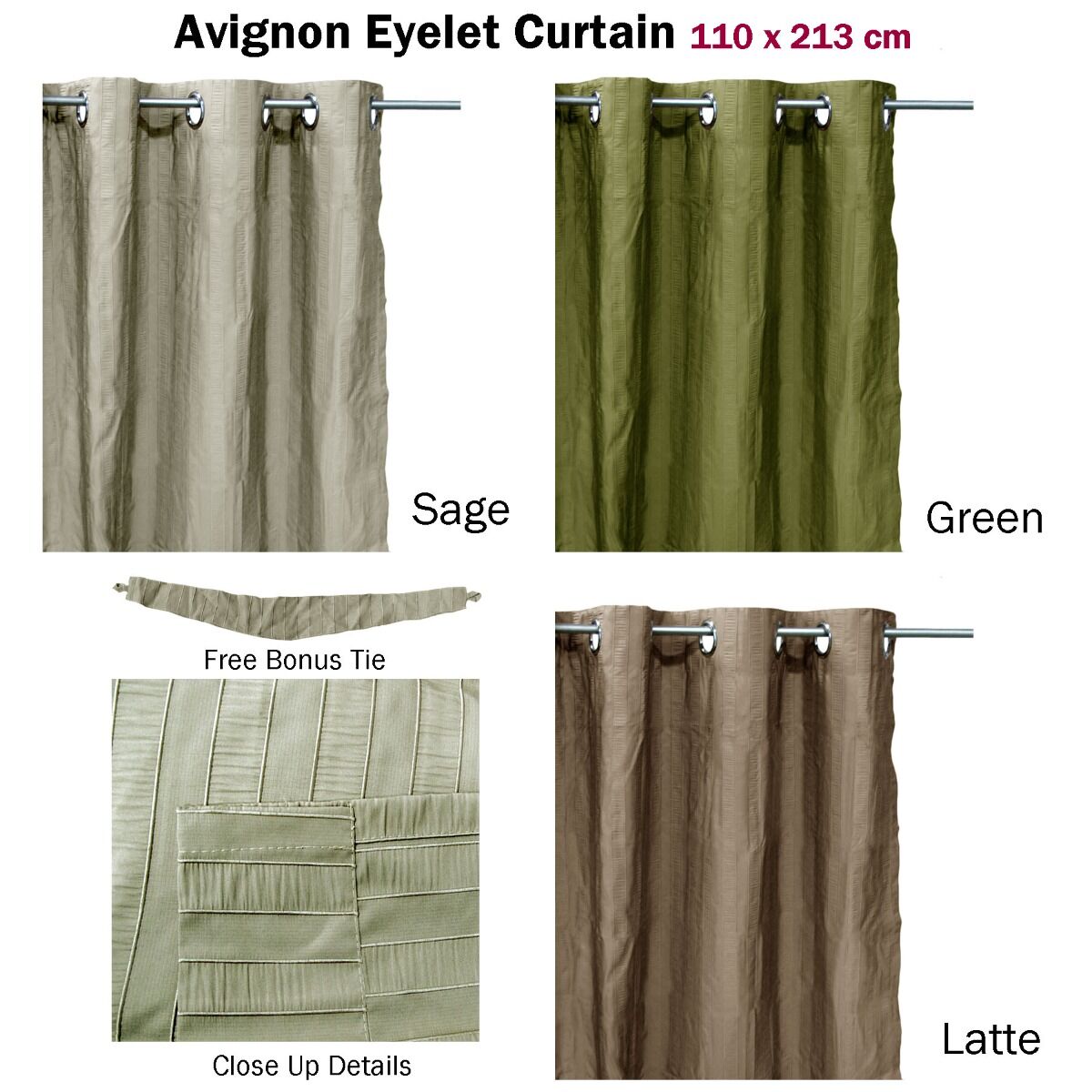 One Piece of Avignon Unlined Eyelet Curtain 110 x 213cm Sage Price