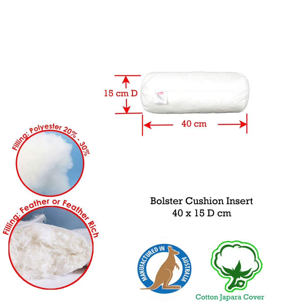 Duck Feather Rich Fill Neckroll 15 x 40cm Price