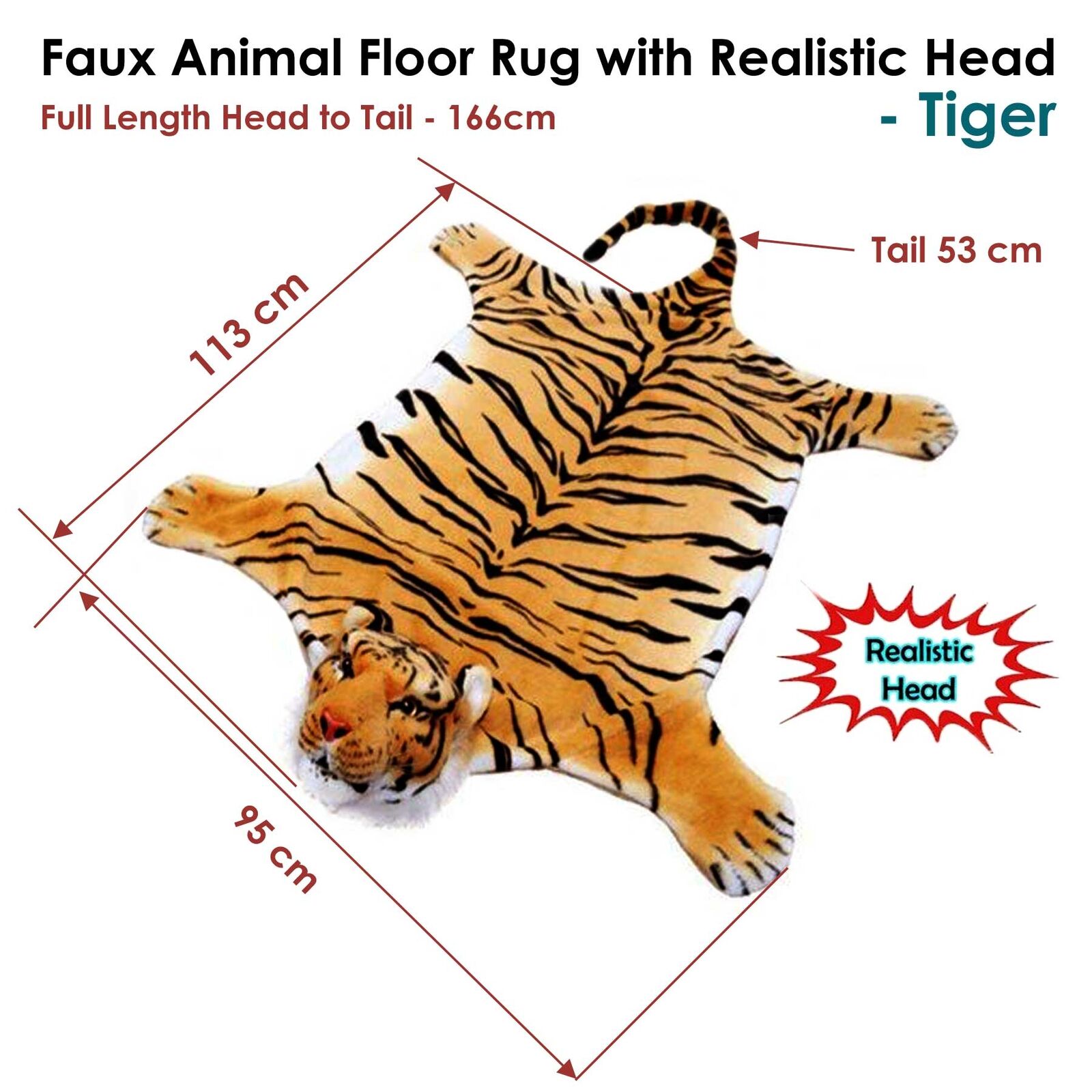 Faux Animal Floor Rug with Realistic Head Wild Tiger Price