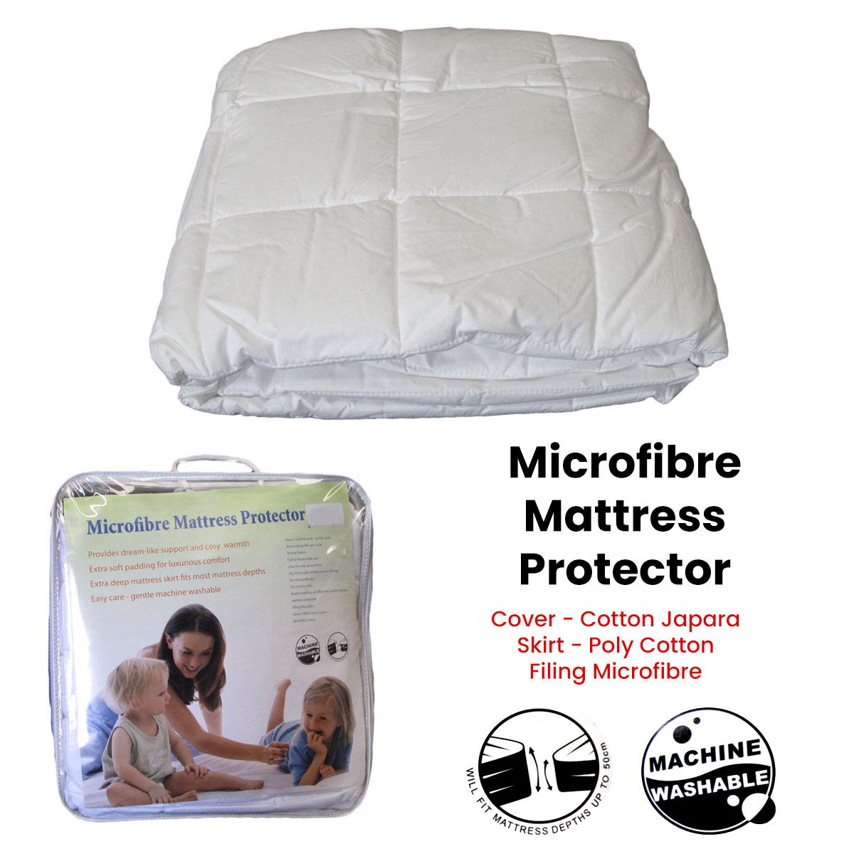 Cotton Japara Cover Microfiber Filling Mattress Protector Single Price