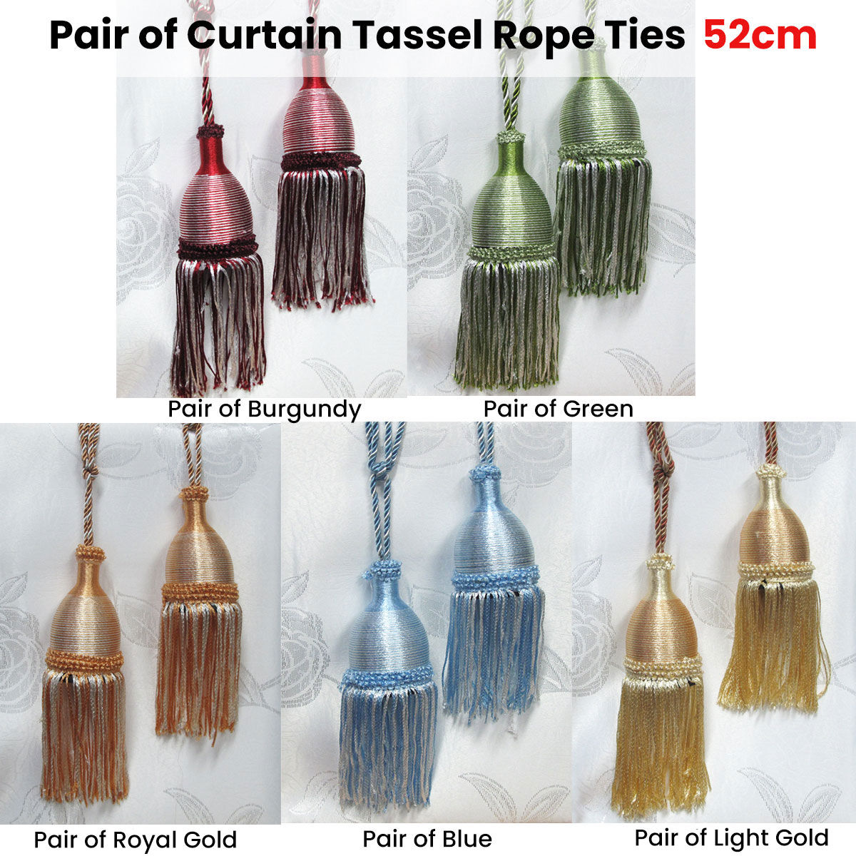 Pair of Curtain Tassel Rope Ties 52cm Royal Gold Price