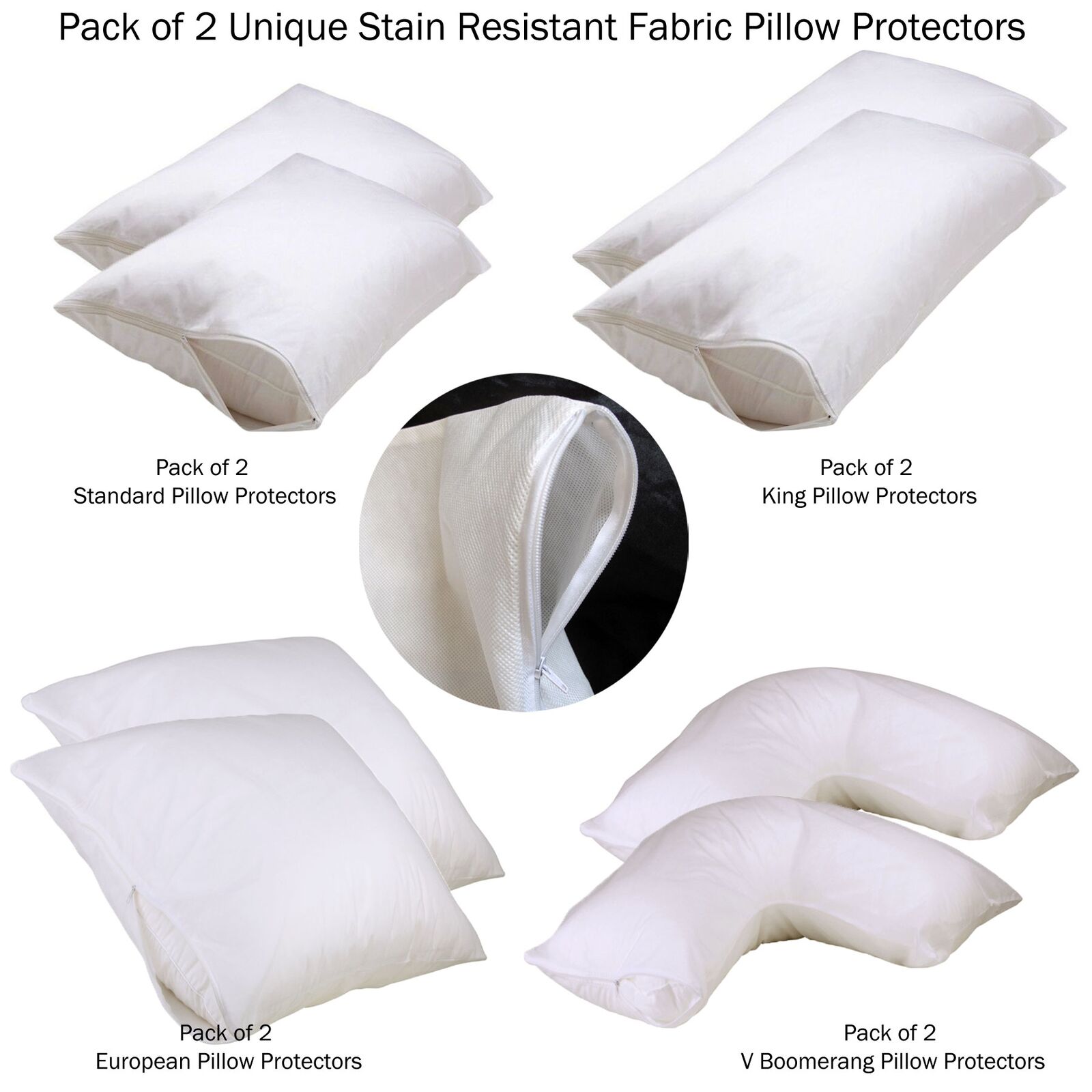 Set of 2 Stain Resistant Pillow Protectors European Price