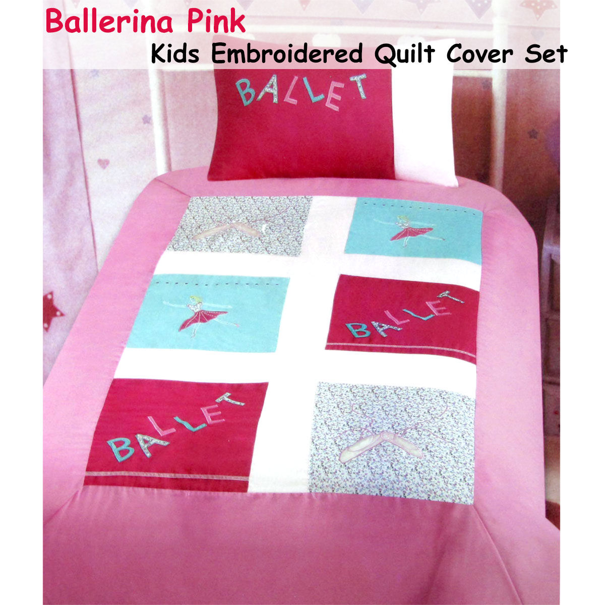 Ballerina Embroidered Quilt Cover Set Single Price