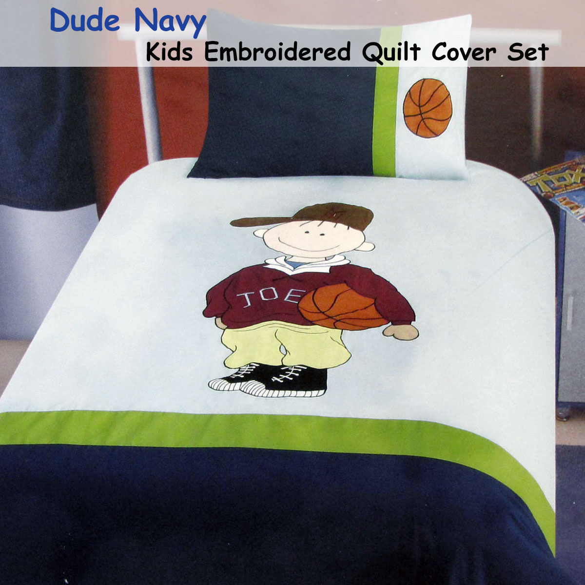 Dude Basketball Embroidered Quilt Cover Set Single Price