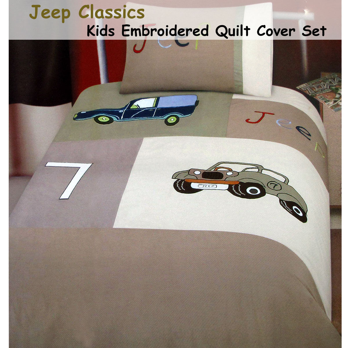 Jeep Classics Embroidered Quilt Cover Set Single Price