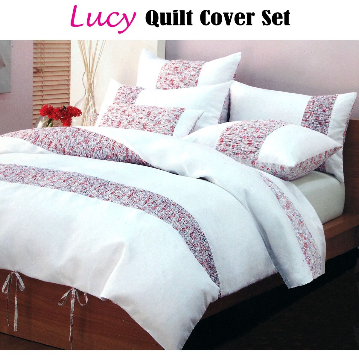 Lucy Pink Quilt Cover Set Queen Price