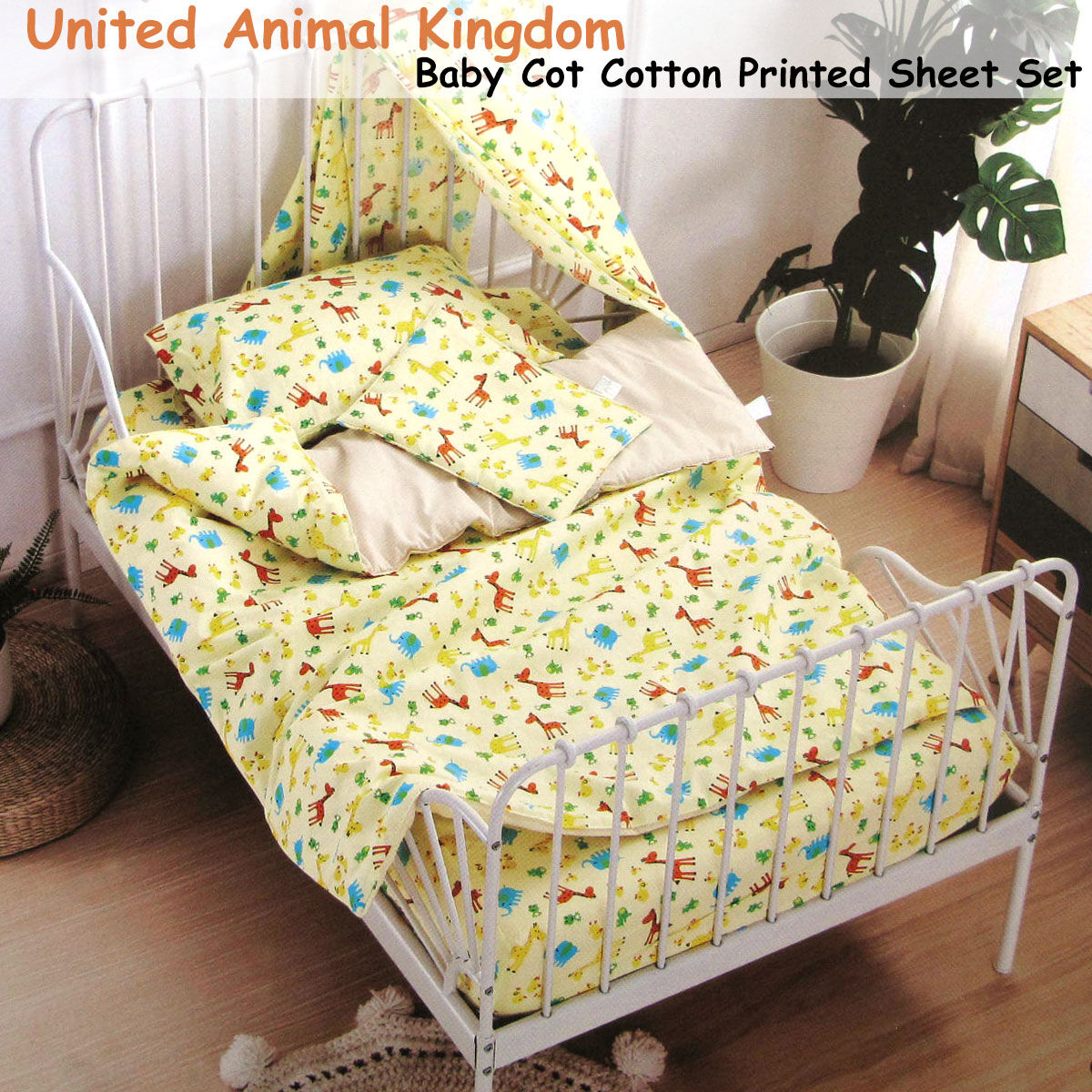 United Animal Kingdom Baby 100% Cotton Printed Sheet Set Cot Size Price