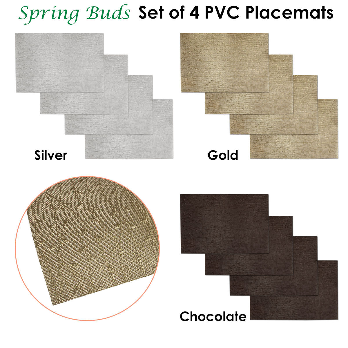 Choice Set of 4 PVC Table Placemats Spring Buds Gold Price