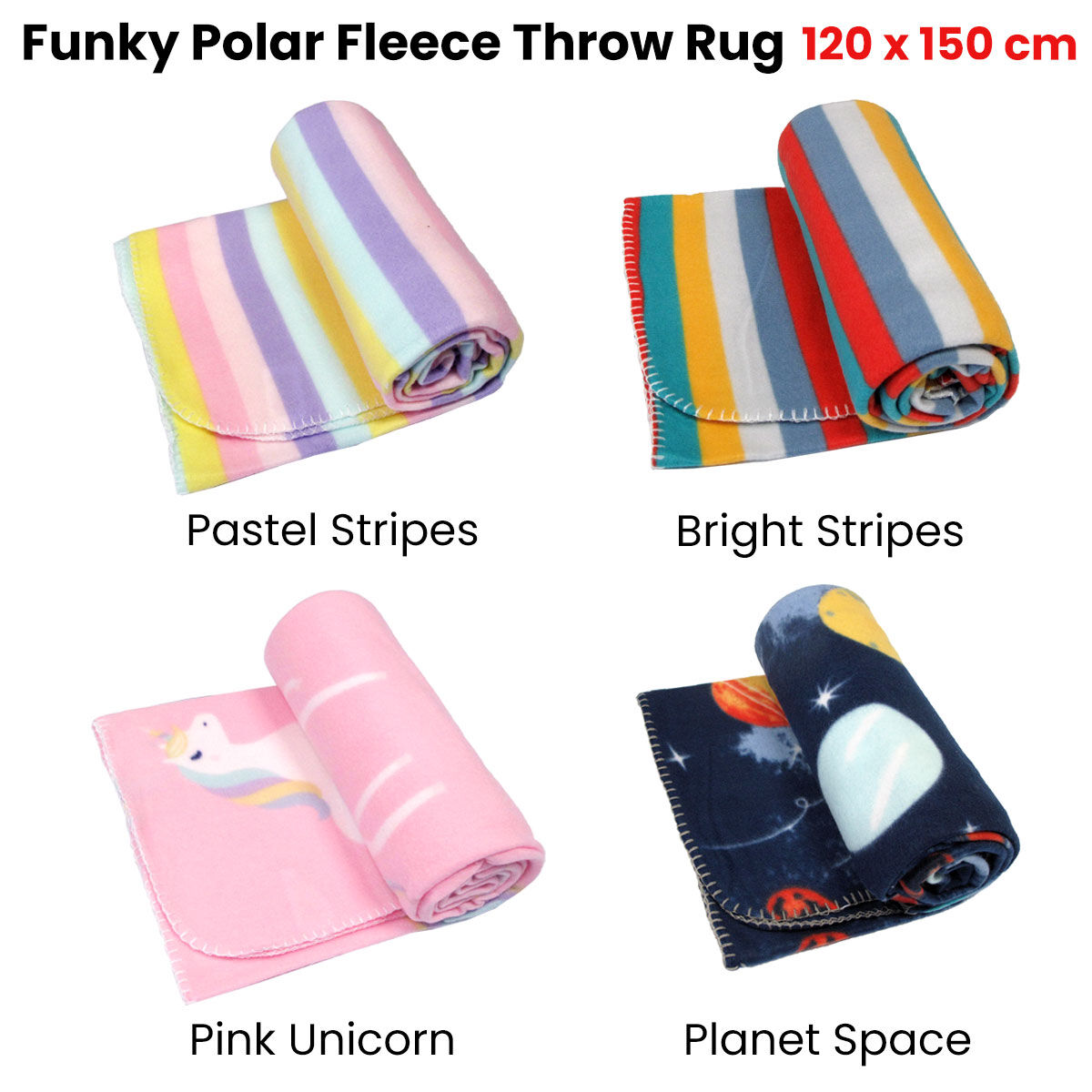 Funky Cute Polar Fleece Throw Rug Pastel Stripes Price