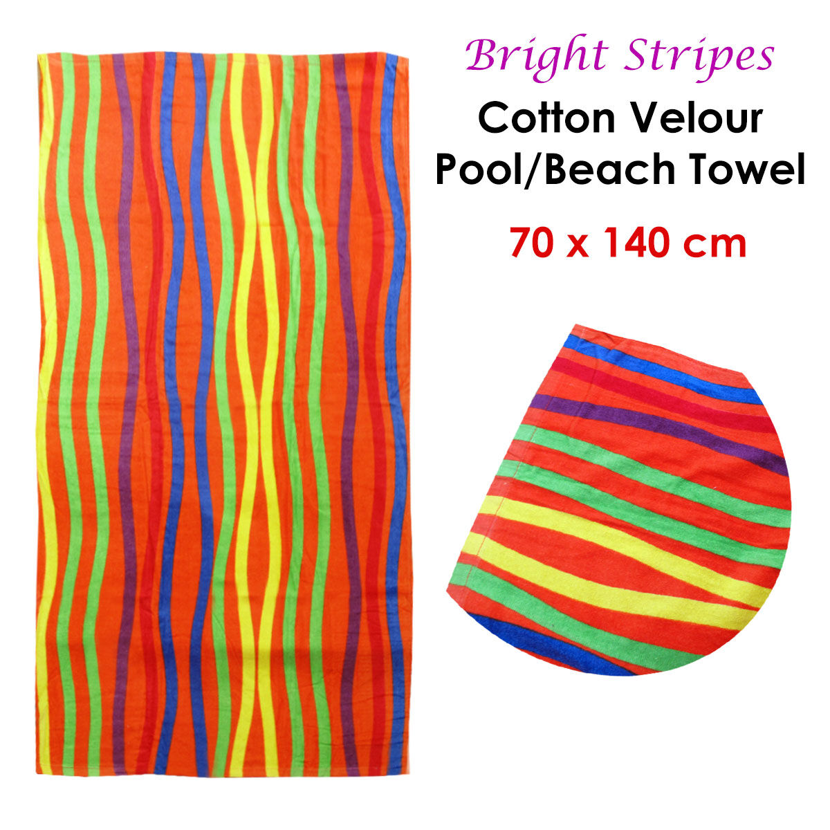 Bright Stripes Cotton Velour Printed Beach Towel Price