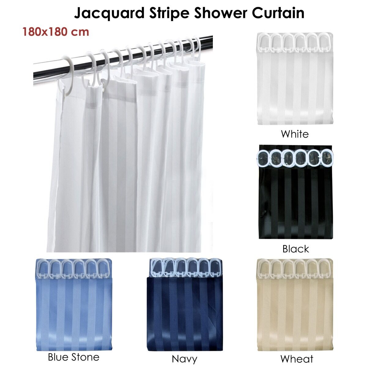 Jacquard Stripe Shower Curtain White Price