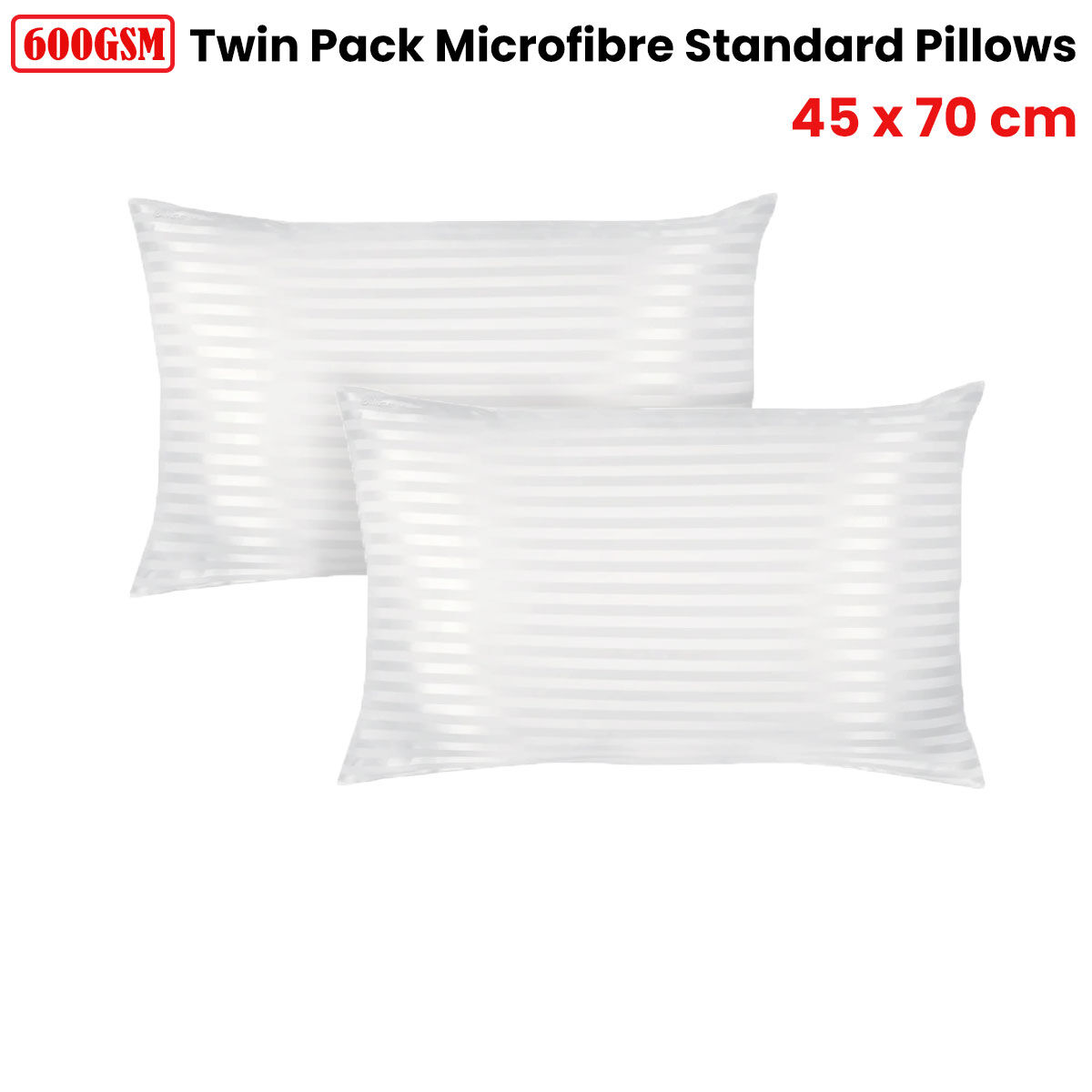 600GSM Twin Pack Microfibre Standard Pillows 45 x 70 cm Price