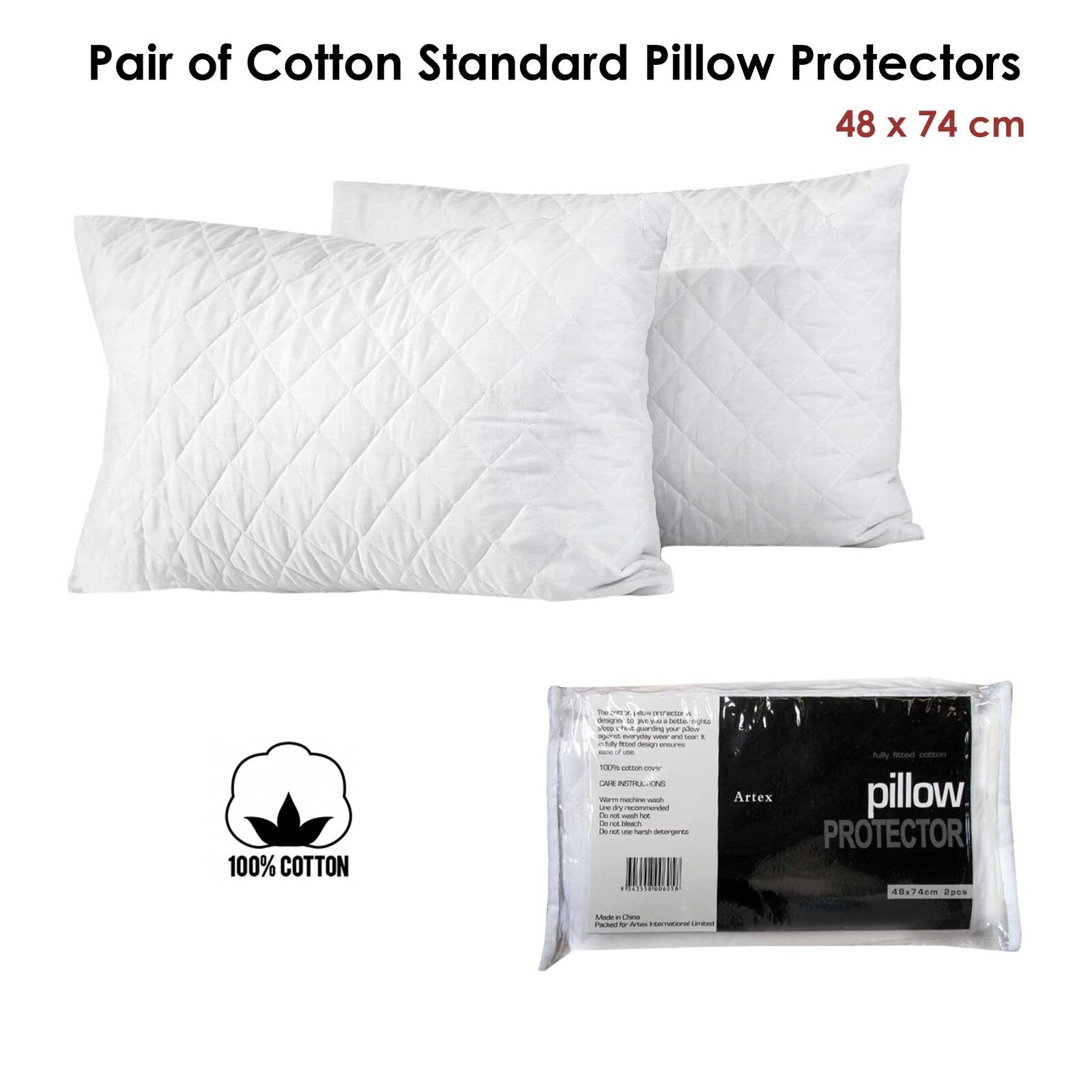 Artex Pair of Cotton Standard Pillow Protectors Price