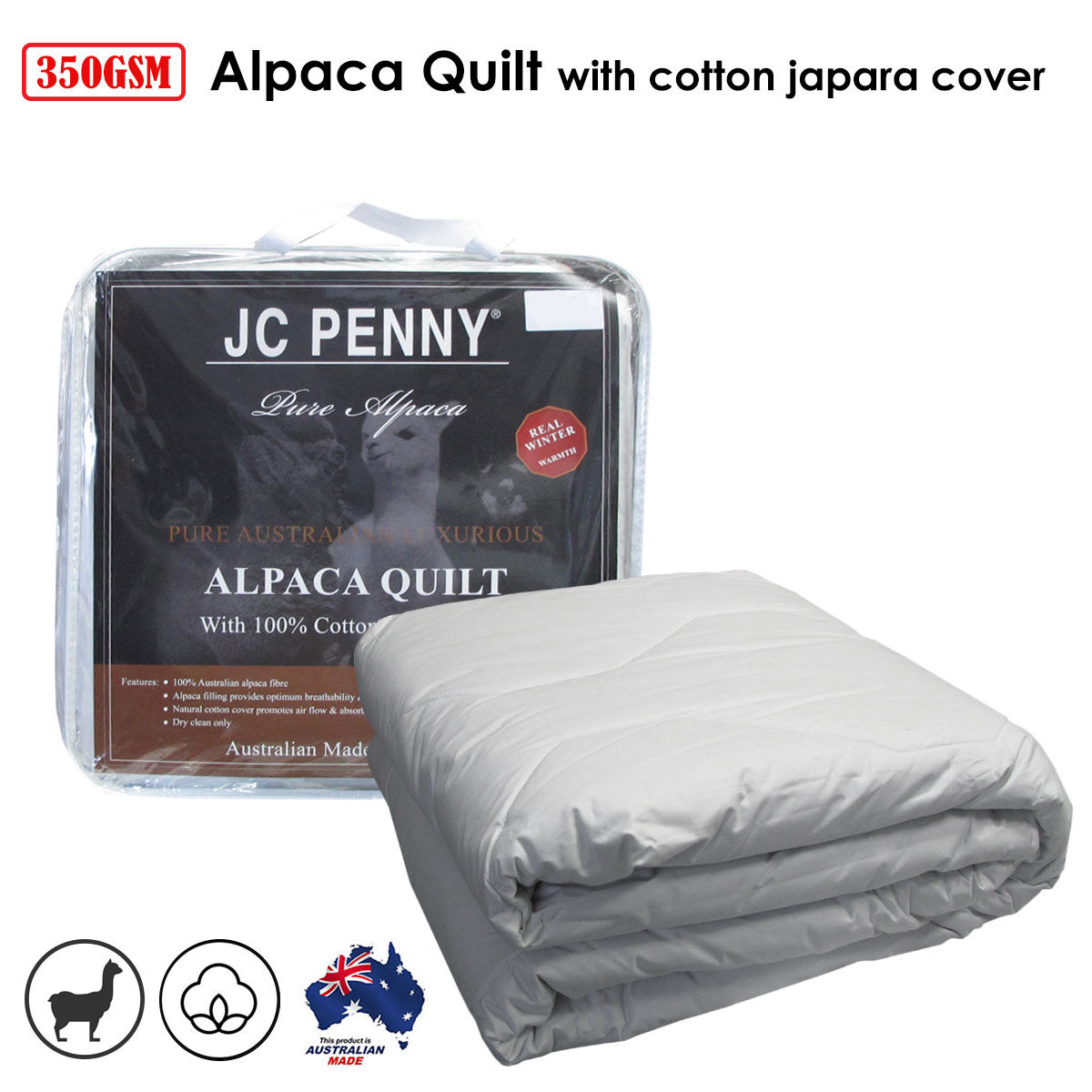 350GSM Alpaca Quilt with Cotton Japara Cover - Double Price