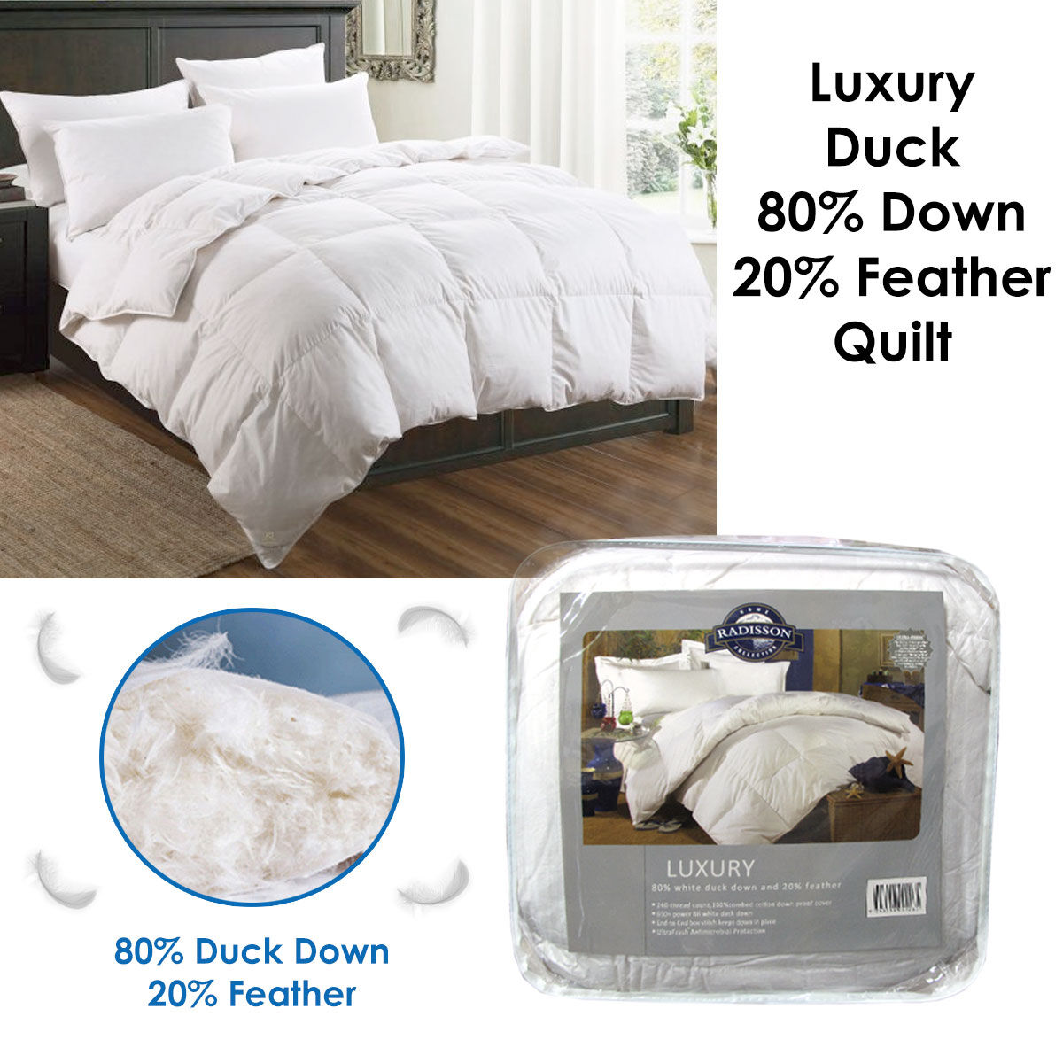 Luxury Duck 80% Down 20% Feather Quilt King Price