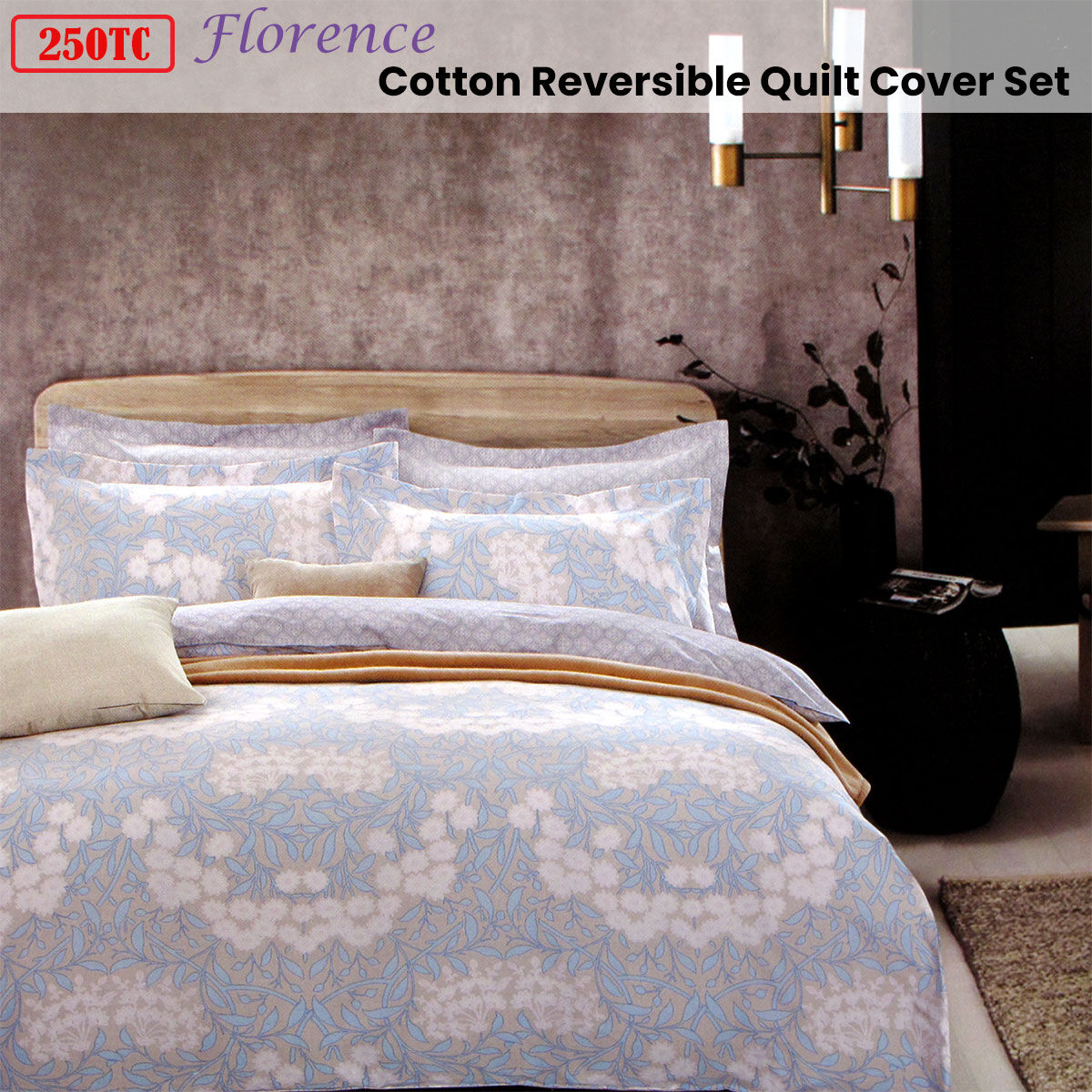250TC Florence Cotton Reversible Quilt Cover Set King Price