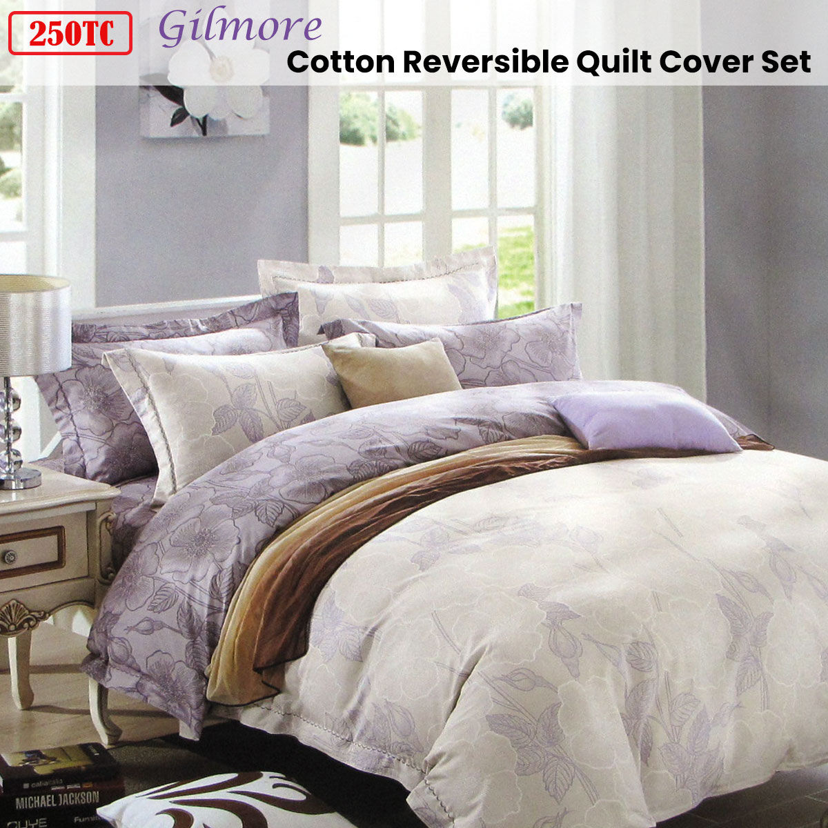 250TC Gilmore Cotton Reversible Quilt Cover Set King Price