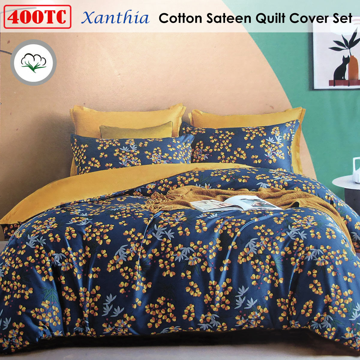 400TC Cotton Sateen Quilt Cover Set Xanthia King Price