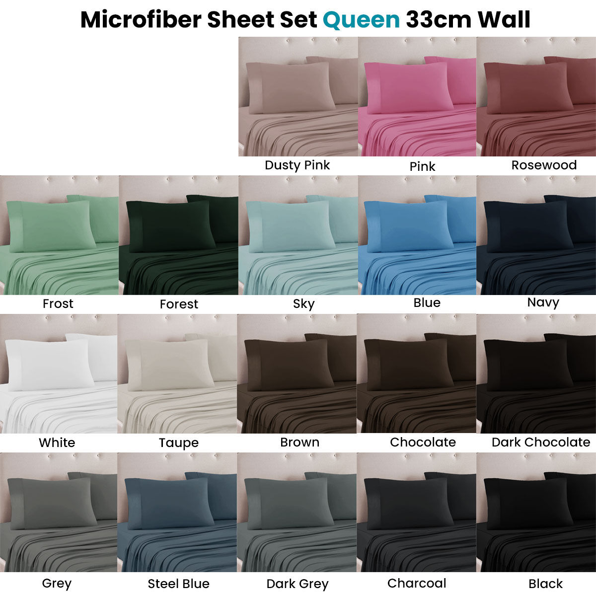 Art Terrace Microfiber Sheet Set Queen 33cm Wall White Price