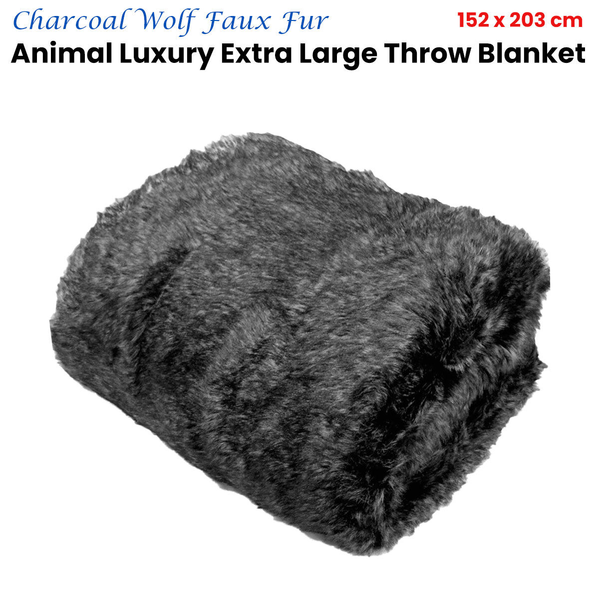 Charcoal Wolf Luxury Animal Faux Fur Extra Large Throw Blanket 152 x 203 cm Price