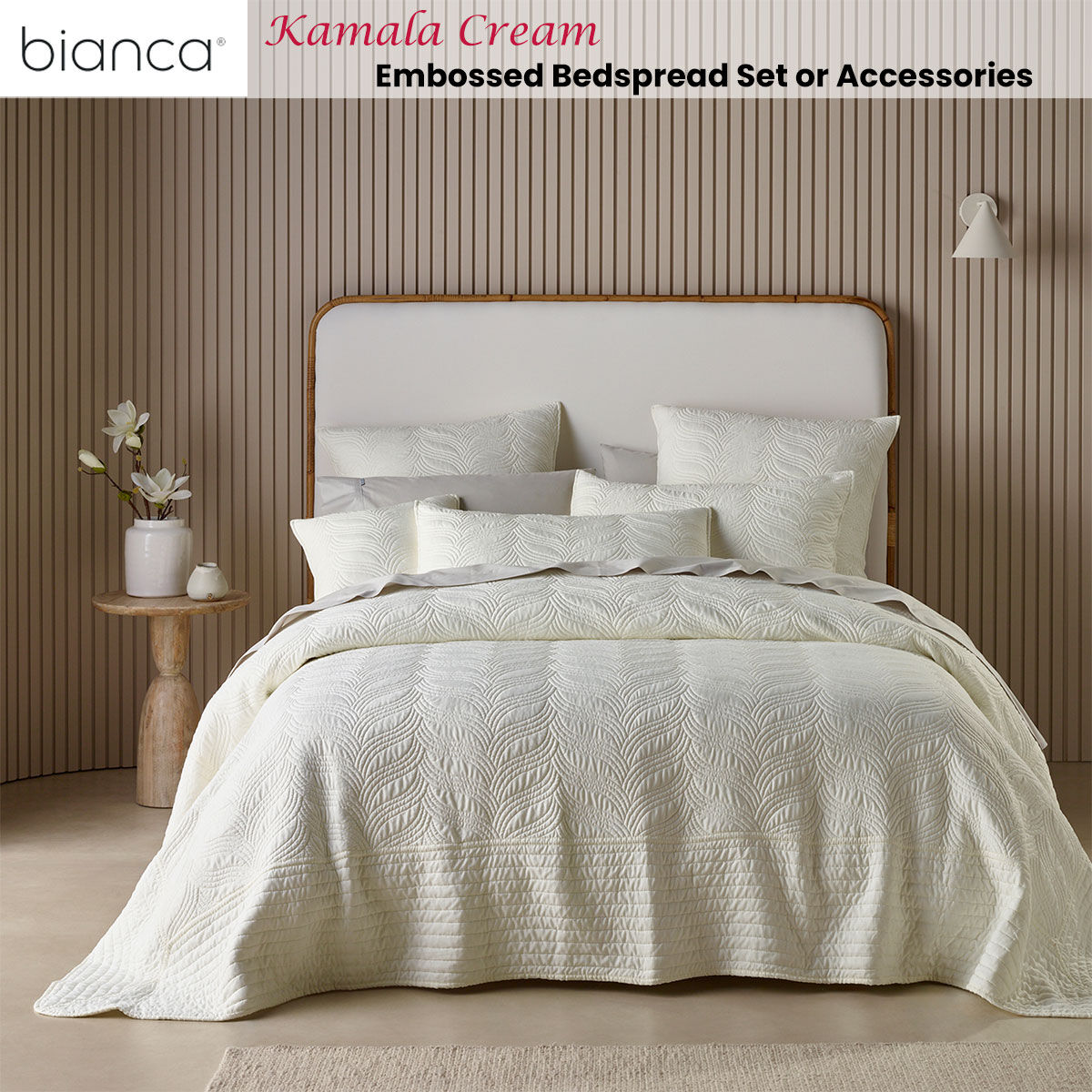 Bianca Kamala Cream Embossed Bedspread Set Single Price