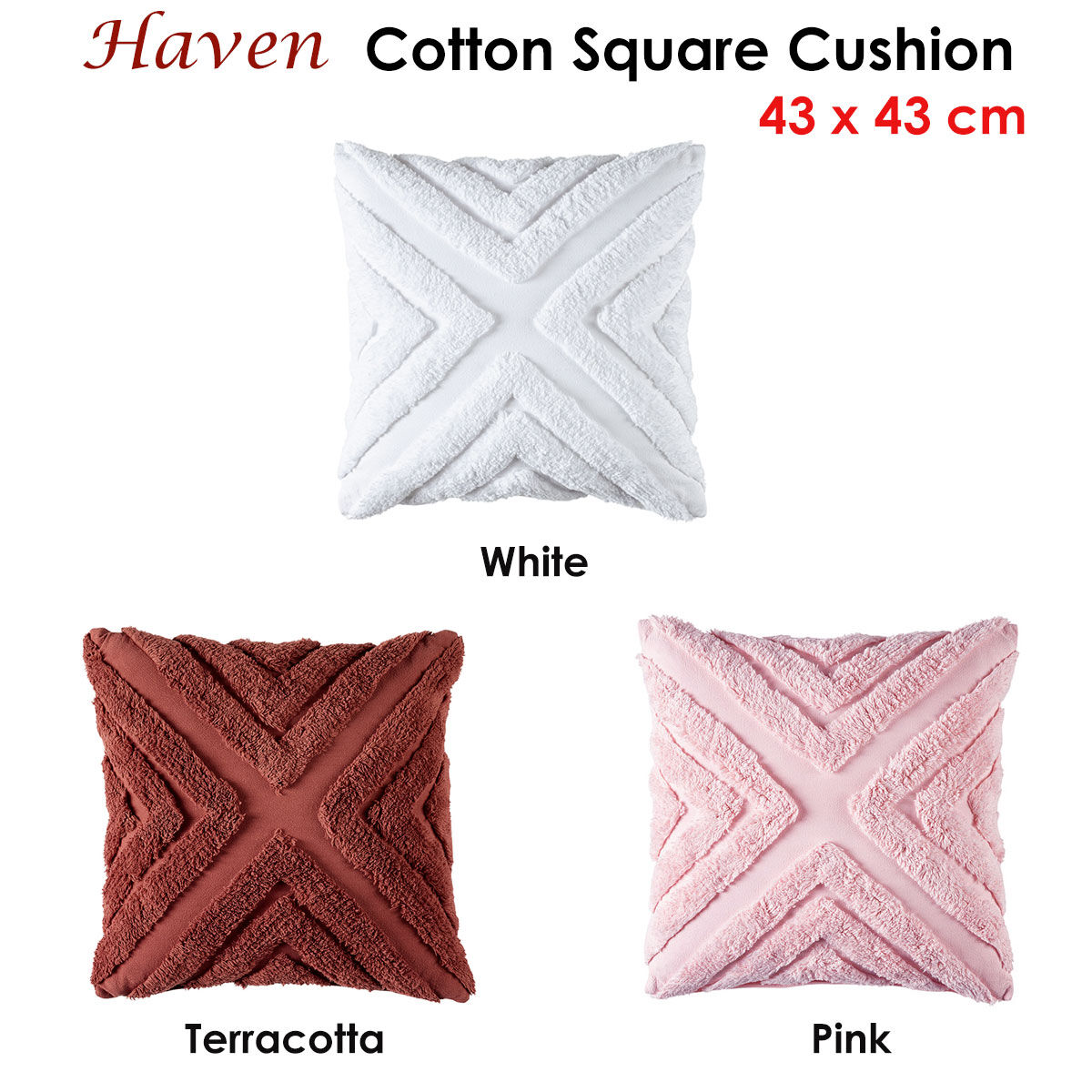 Bianca Haven Pink Cotton Chenille Square Cushion Price