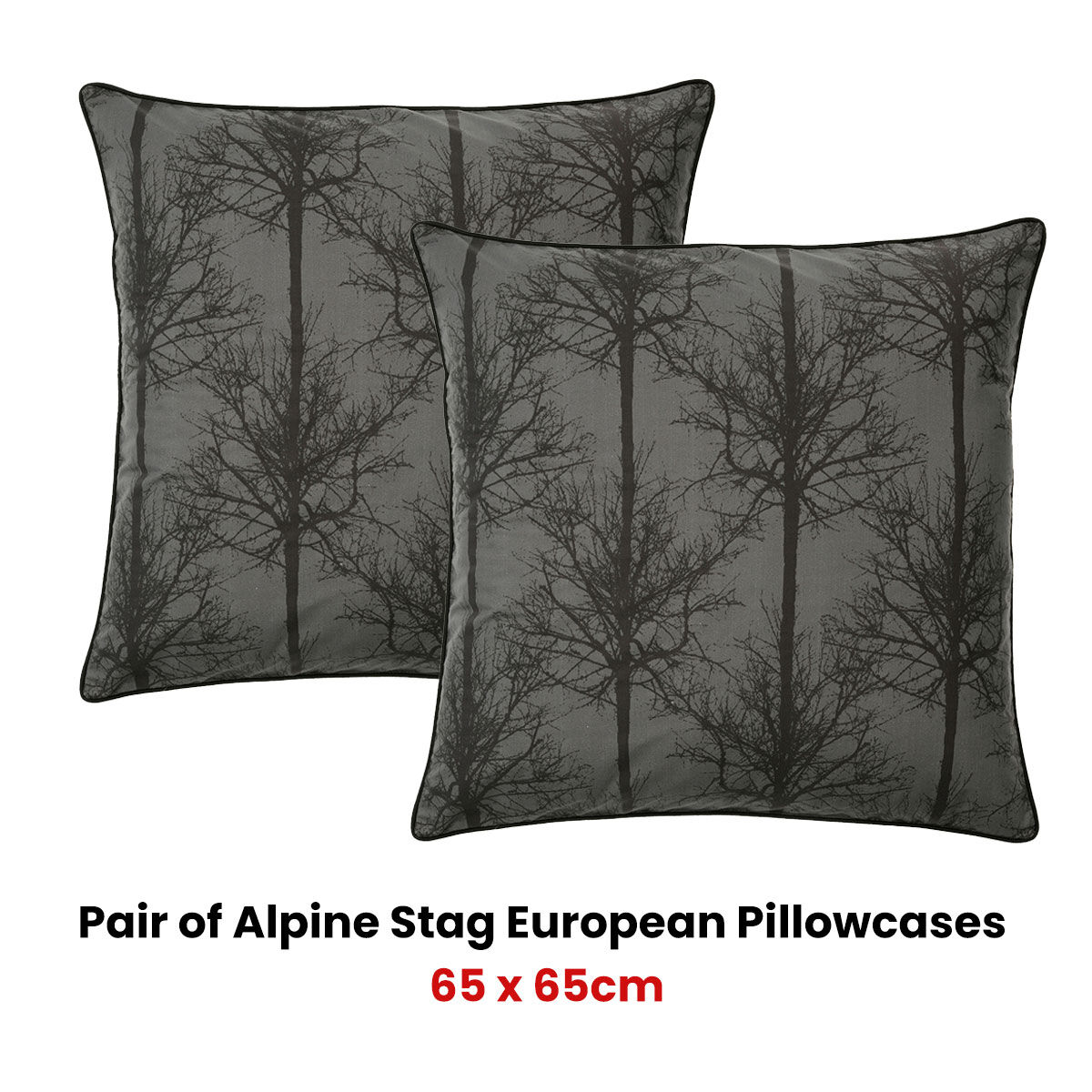 Pair of Alpine Stag Taupe European Pillowcases Price