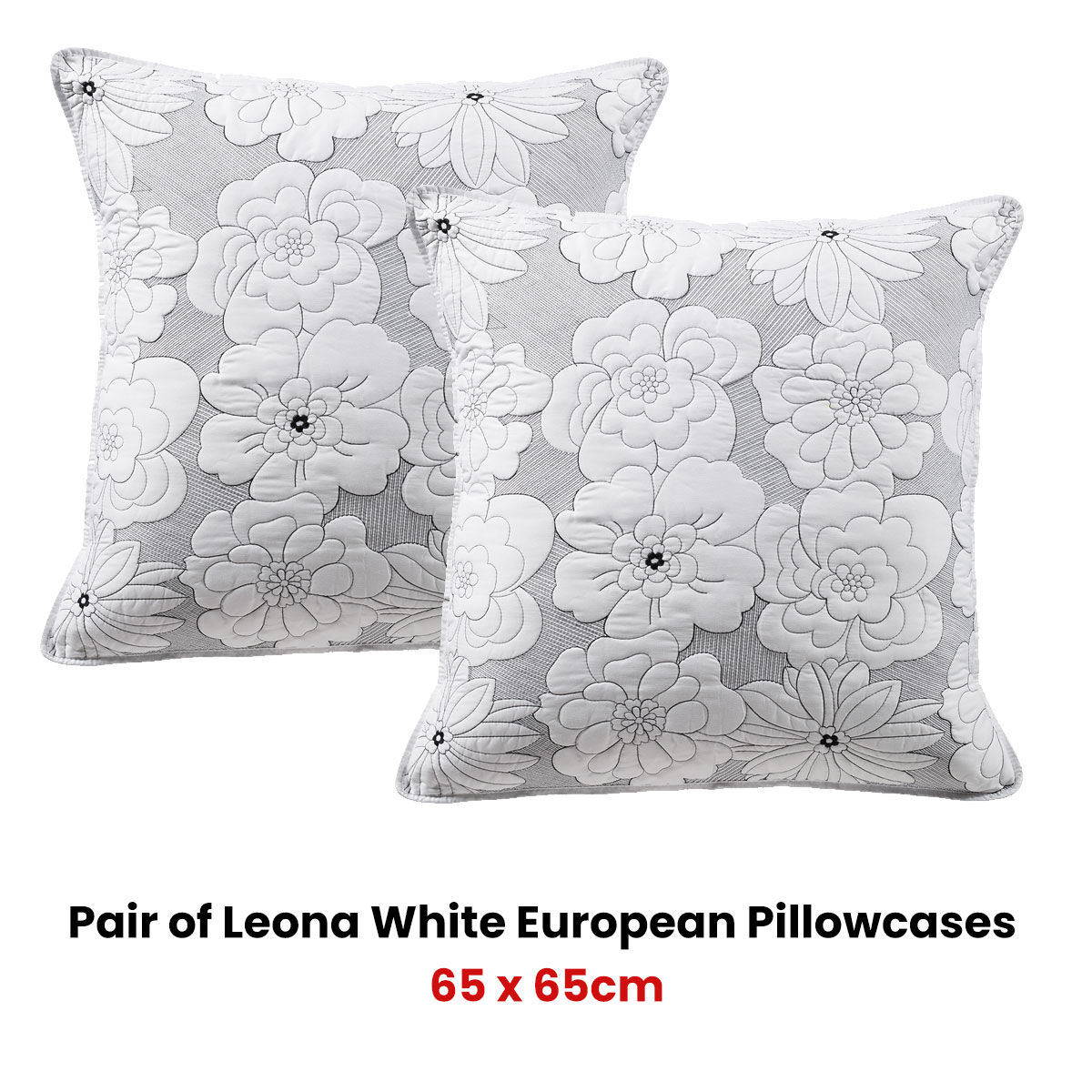 Pair of Leona White European Pillowcases Price
