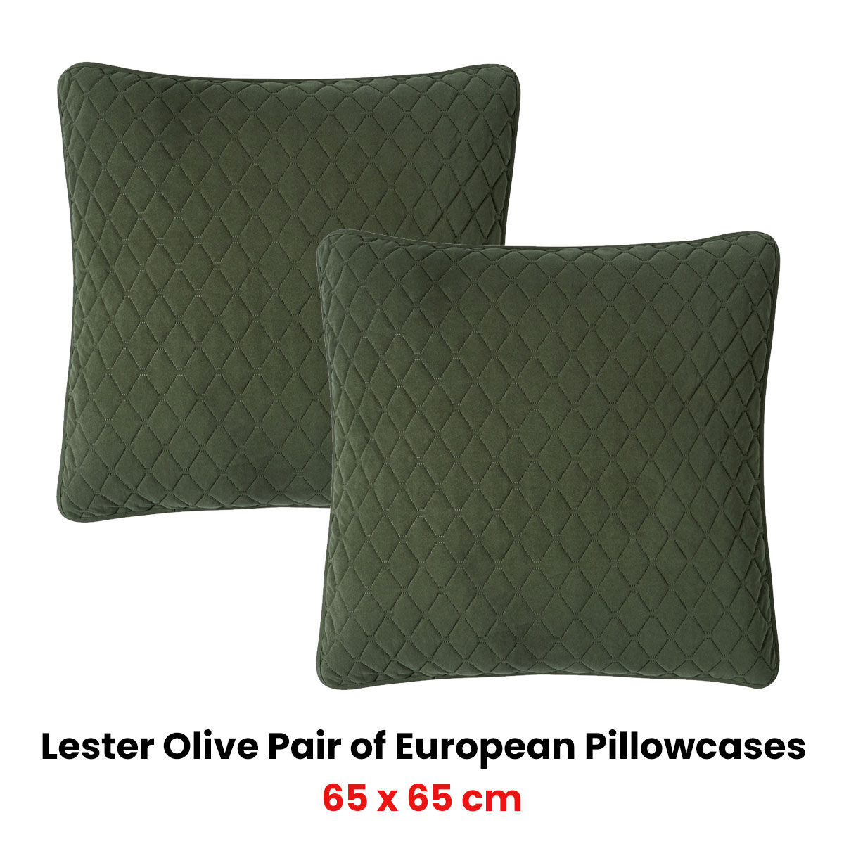 Bianca Pair of Lester Olive Velvet European Pillowcases 65 x 65cm Price