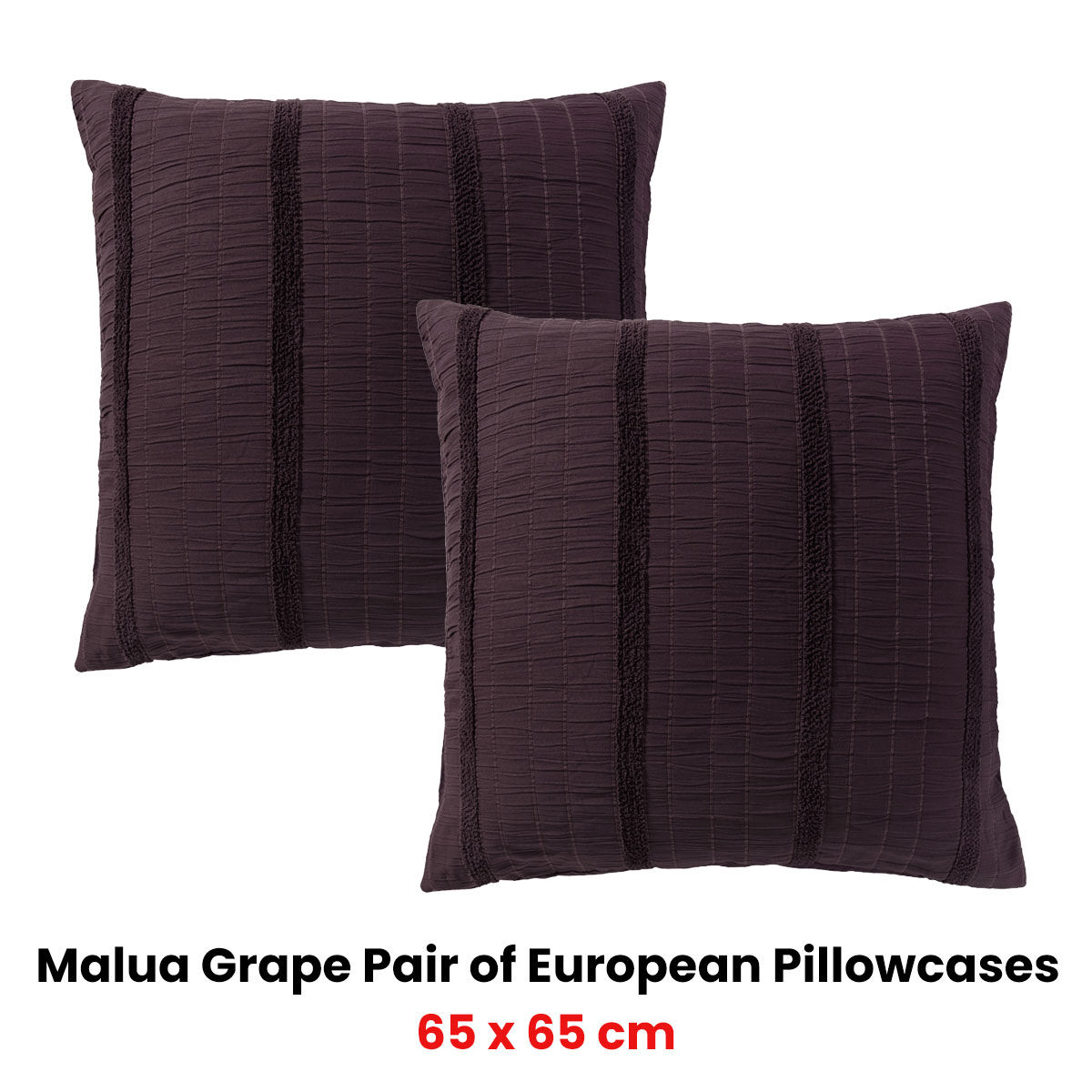 Bianca Pair of Malua Grape European Pillowcases 65 x 65cm Price
