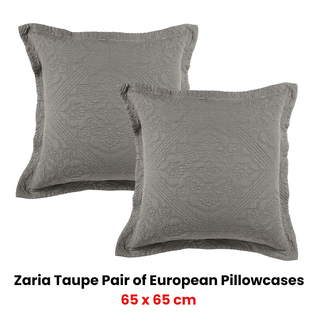 Bianca Pair of Zaria Taupe European Pillowcases 65 x 65cm Price
