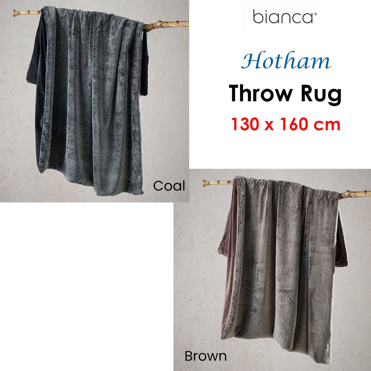 Bianca Hotham Throw Rug 130 x 160 cm Brown Price