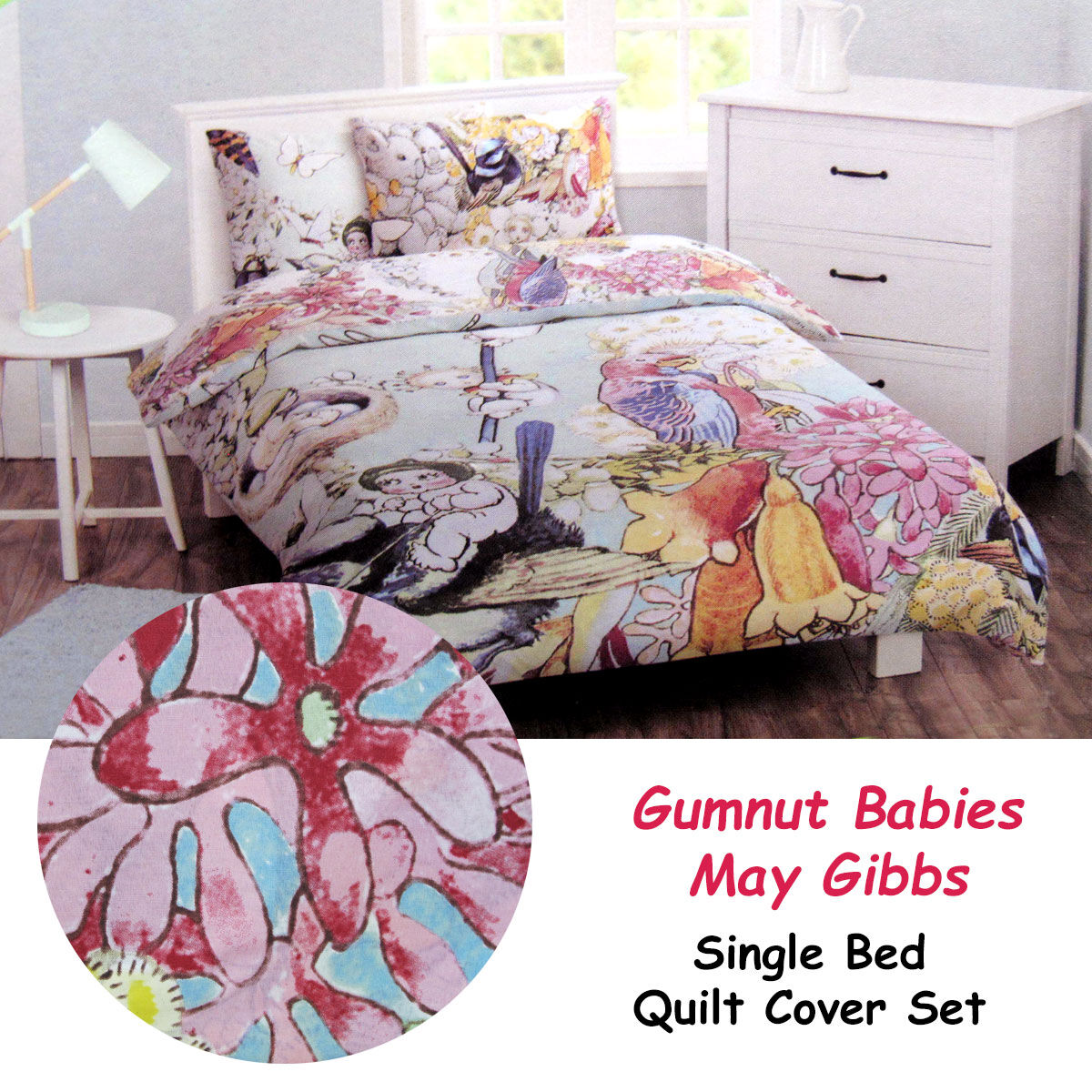 May Gibbs Gumnut Babies Licensed Quilt Cover Set Single Price