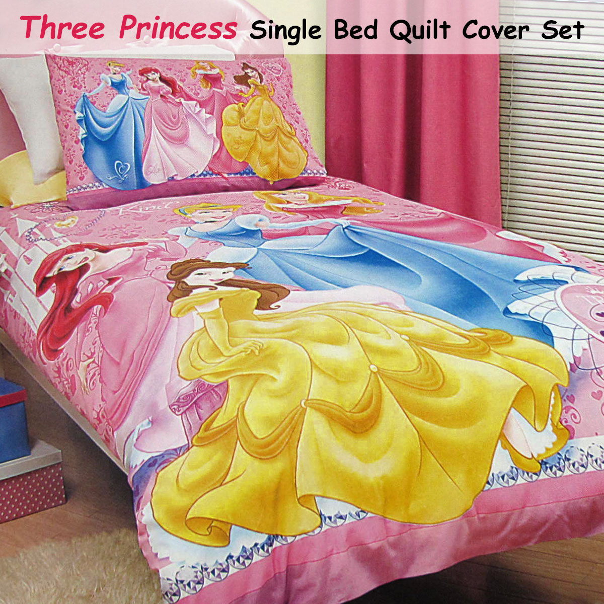 Disney Three Princesses Licensed Quilt Cover Set Single Price