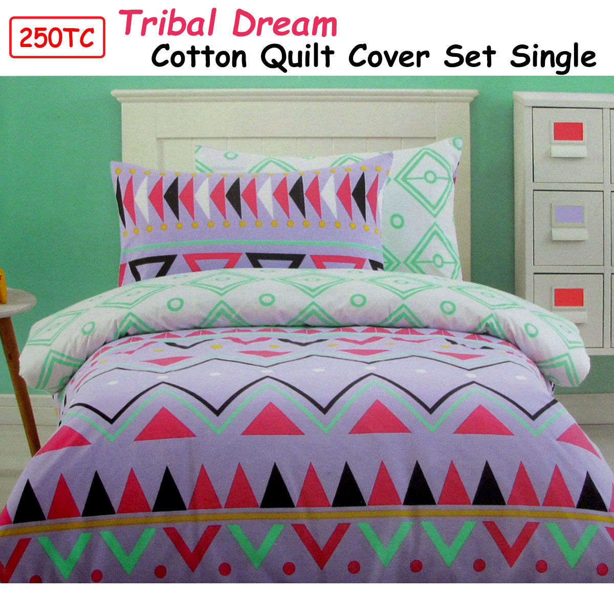 250TC Tribal Dream 100% Cotton Quilt Cover Set Single Price