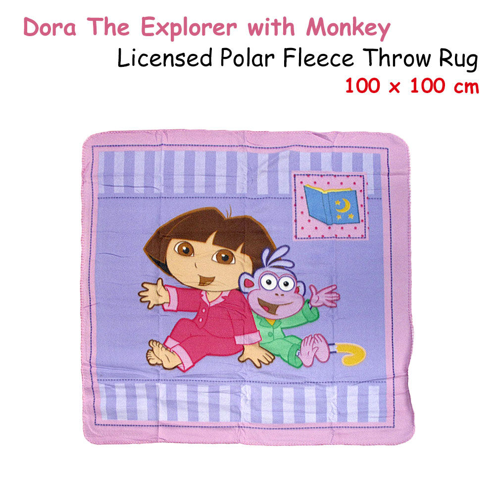 Polar Fleece Throw Rug Dora Explorer with Monkey 100 x 100 cm Price