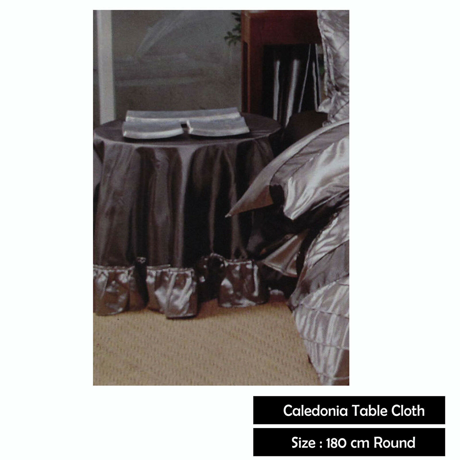 Caledonia Black Silver Round Tablecloth Price