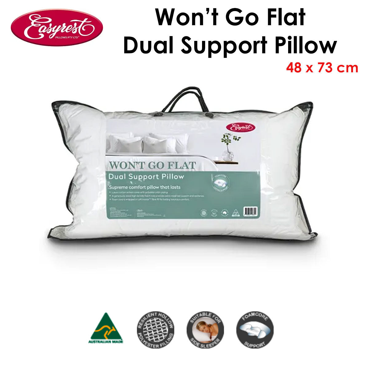 Easyrest Won't Go Flat Dual Support Standard Pillow 48 x 73 cm Price